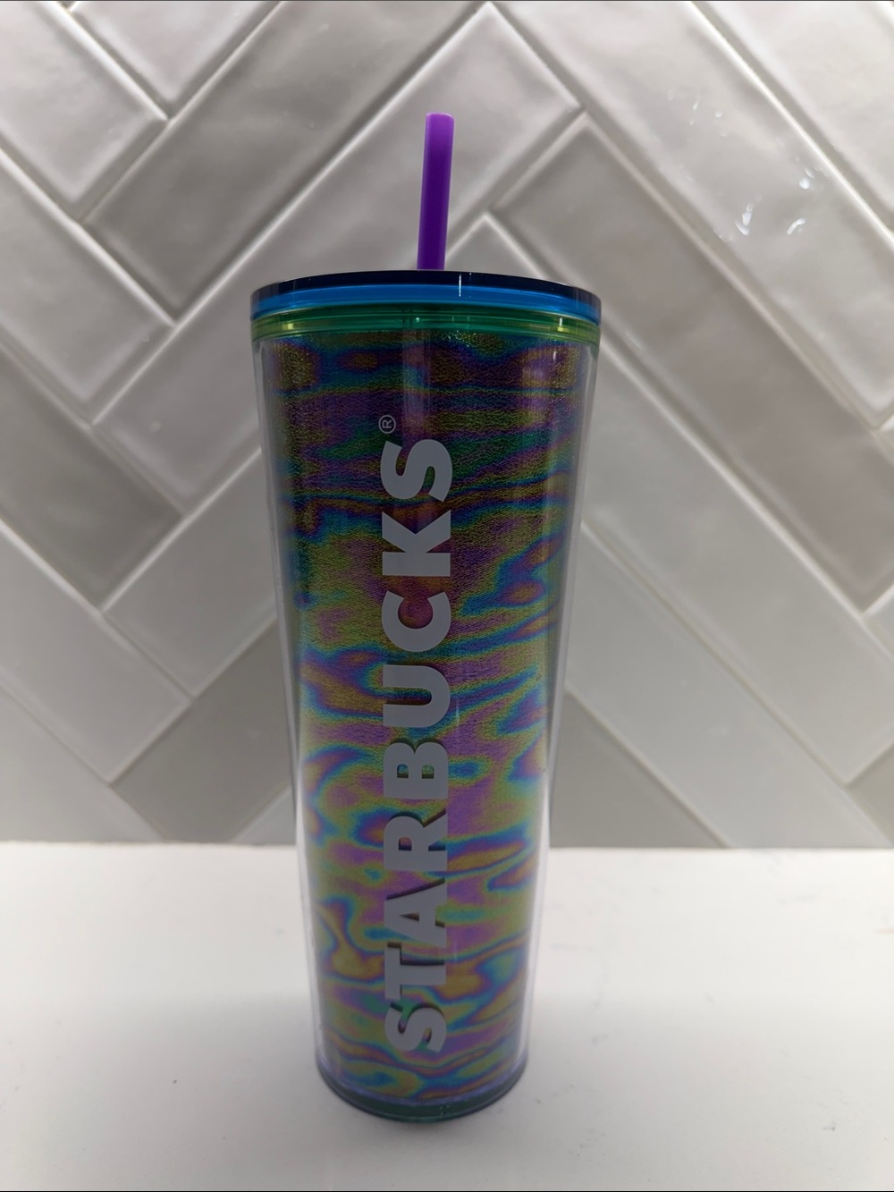 Starbucks Summer 2023 “Oil Slick” / Groovy Wave Iridescent Cold Cup — 24 oz